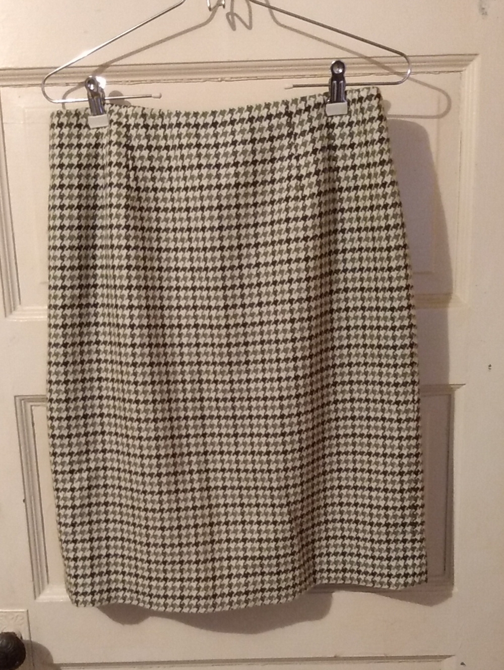 Houndstooth Plaid Skirt Lined Wool Blend Perfect For Winter Fall